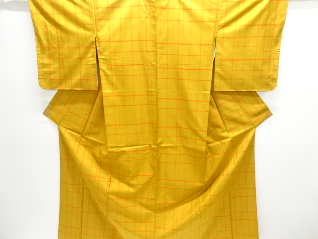 JAPANESE KIMONO / UNUSED KIMONO ENSEMBLE / SILK / OSHIMA TSUMUGI / WOVEN GRID